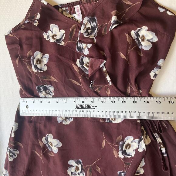 Xhilaration Women Dress L Plum Floral Wrap Dress Ruffle Sleeveless - Picture 9 of 10